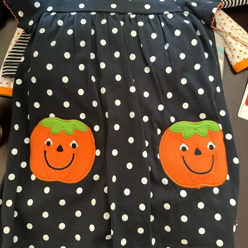 Carter's Black and White Polka Dot Dress with Orange Accents